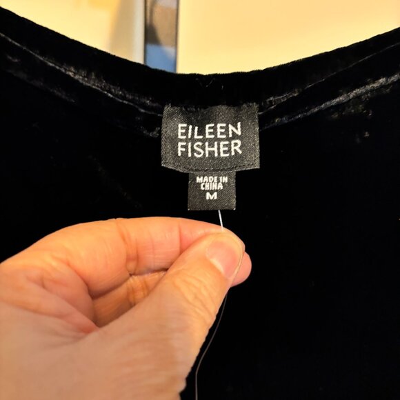 Eileen Fisher Washable Velvet Black Silk Blend High Rise Wide Leg Pants - Picture 3 of 8